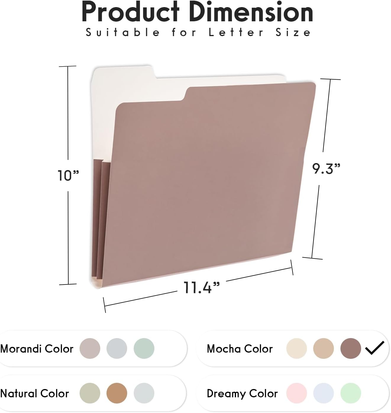 Y YOMA 6 Pack Extra Capacity File Folders Letter Size Accordion Decorative File Folder Cute Pretty Colored Filing Folder File Organizers for Office School Home Desktop with 1/3-Cut Tab, Mocha Color