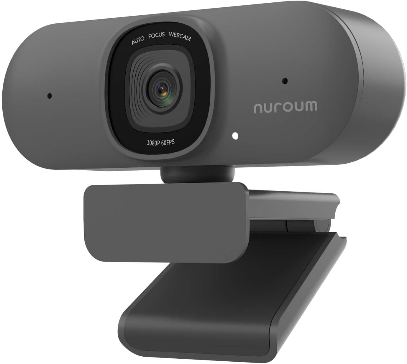 NUROUM V15AF 2K Webcam for PC, 1080P 60fps Autofocus HD Webcam with Dual Noise Cancelling Microphone, 75° FOV&Light Correction, USB Web Camera Plug&Play for Zoom/Teams,Grey