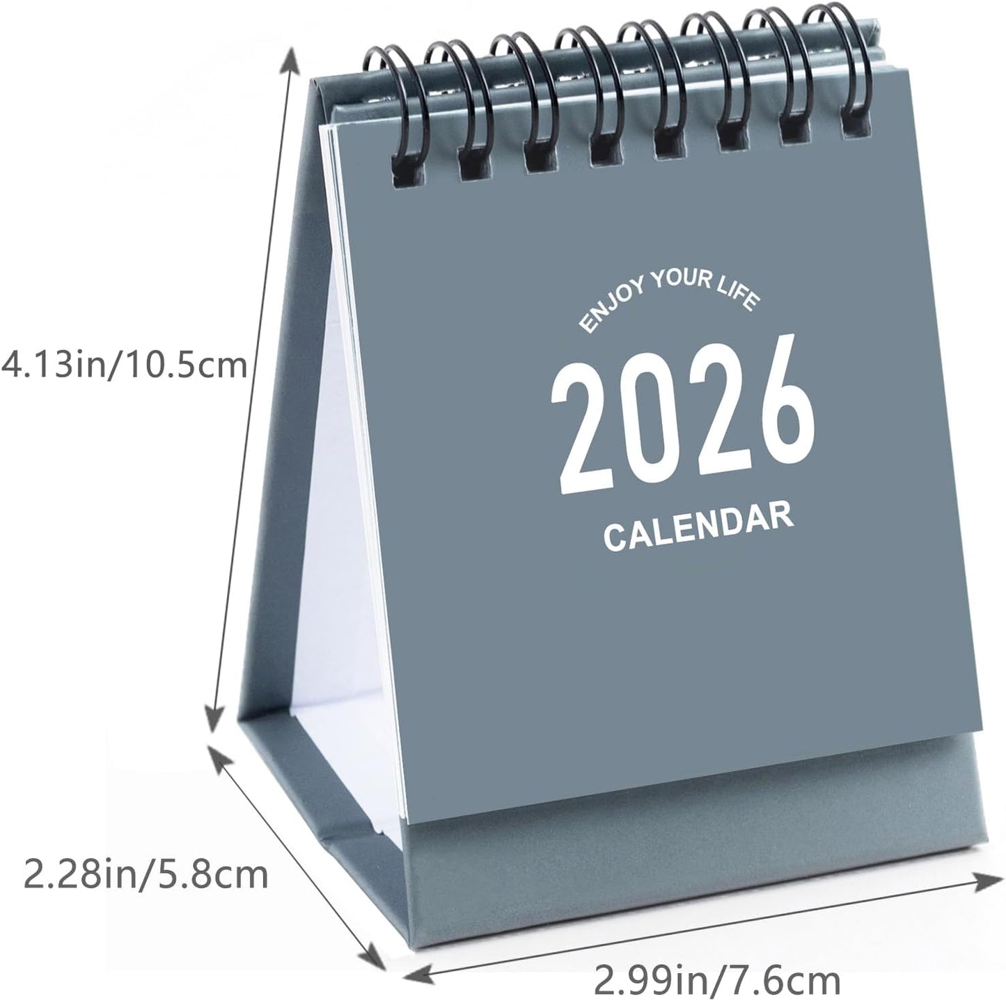 Mini Desk Calendar 2025-2026 - July 2025 to Dec 2026 Small Desktop Calendar Thick Paper Twin-Wire Binding with Stickers for Home Office School (Mini Grey)