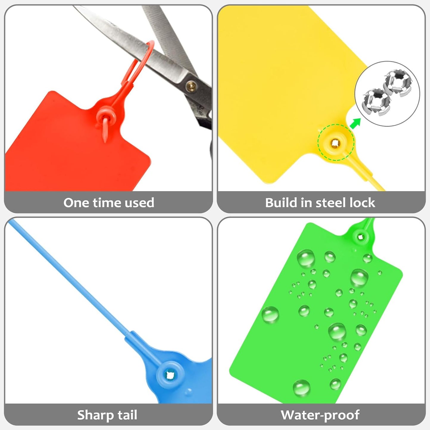 100 Plastic Labels Waterproof Shipping Tags for Labeling with Markers; 5 Colors