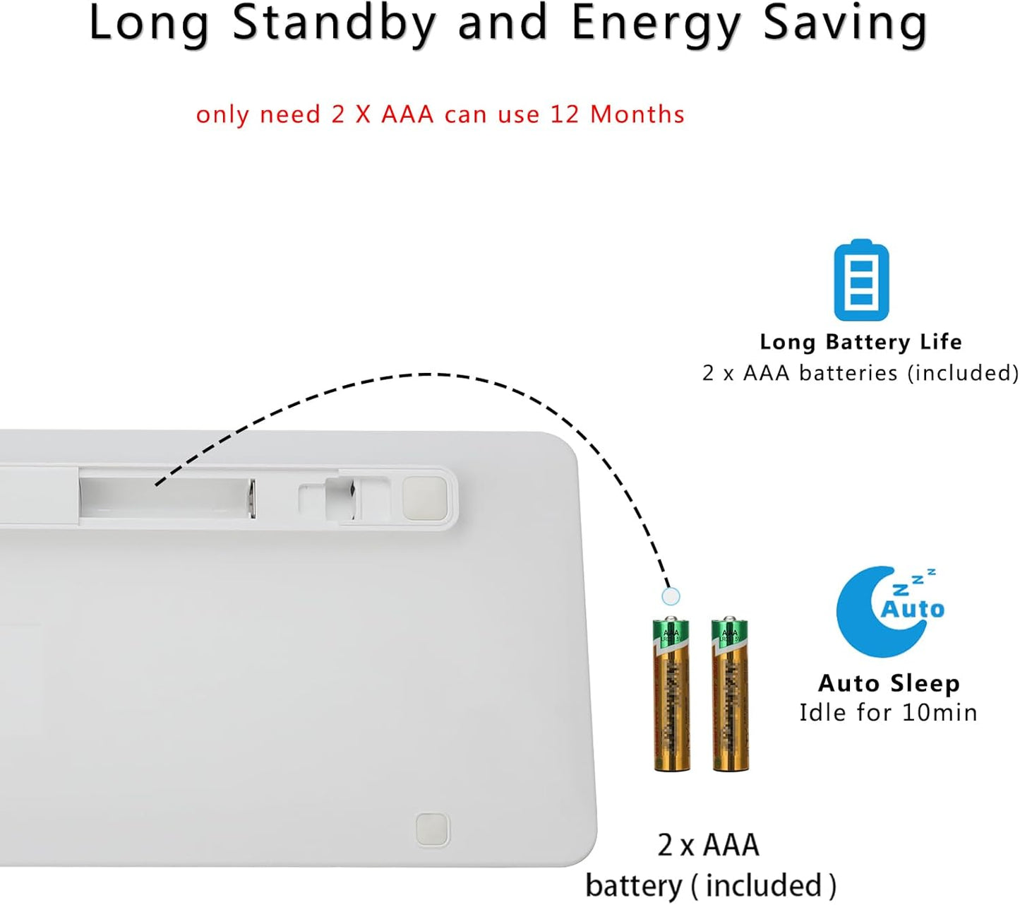 Wireless Bluetooth Keyboard, Universal Multi-Device Keyboard with Number Pad and Media Hotkeys, USB + Dual BT Connection, Ergonomic Design Slim for Windows Computer/Laptop/Tablet