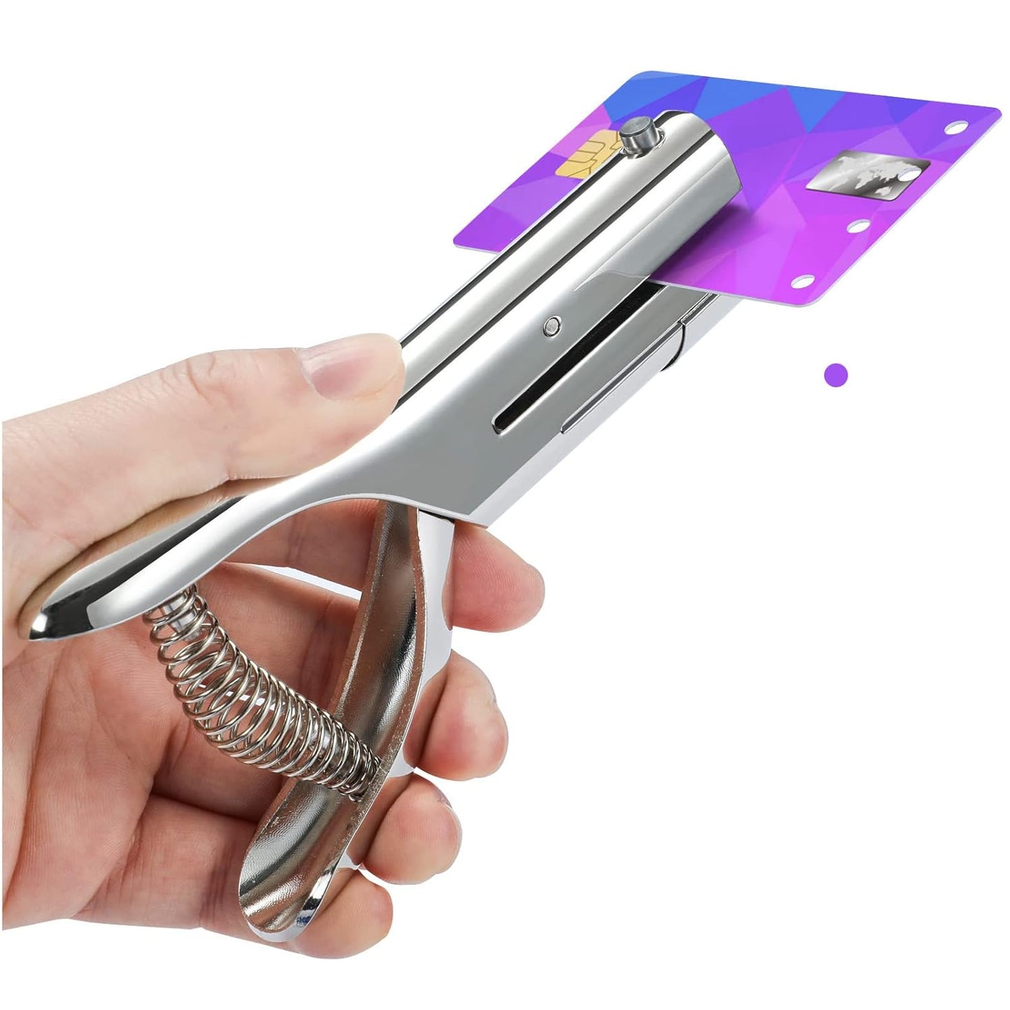 Hole Punch 2" Reach 1/4 inch Single Hole Punch,Heavy Duty Hole Puncher Single,Portable Hand Held Long Paper Punch for Paper Cards Plastic Cardboard (Silver) (1/4"-6mm Hole)