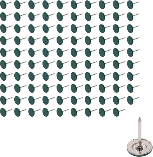 100Pcs Flat Head Upholstery Tacks Home Furniture Decor Tack Upholstery Nails Flat Push Pins Flat Thumb Tacks Green (11mmx17mm)