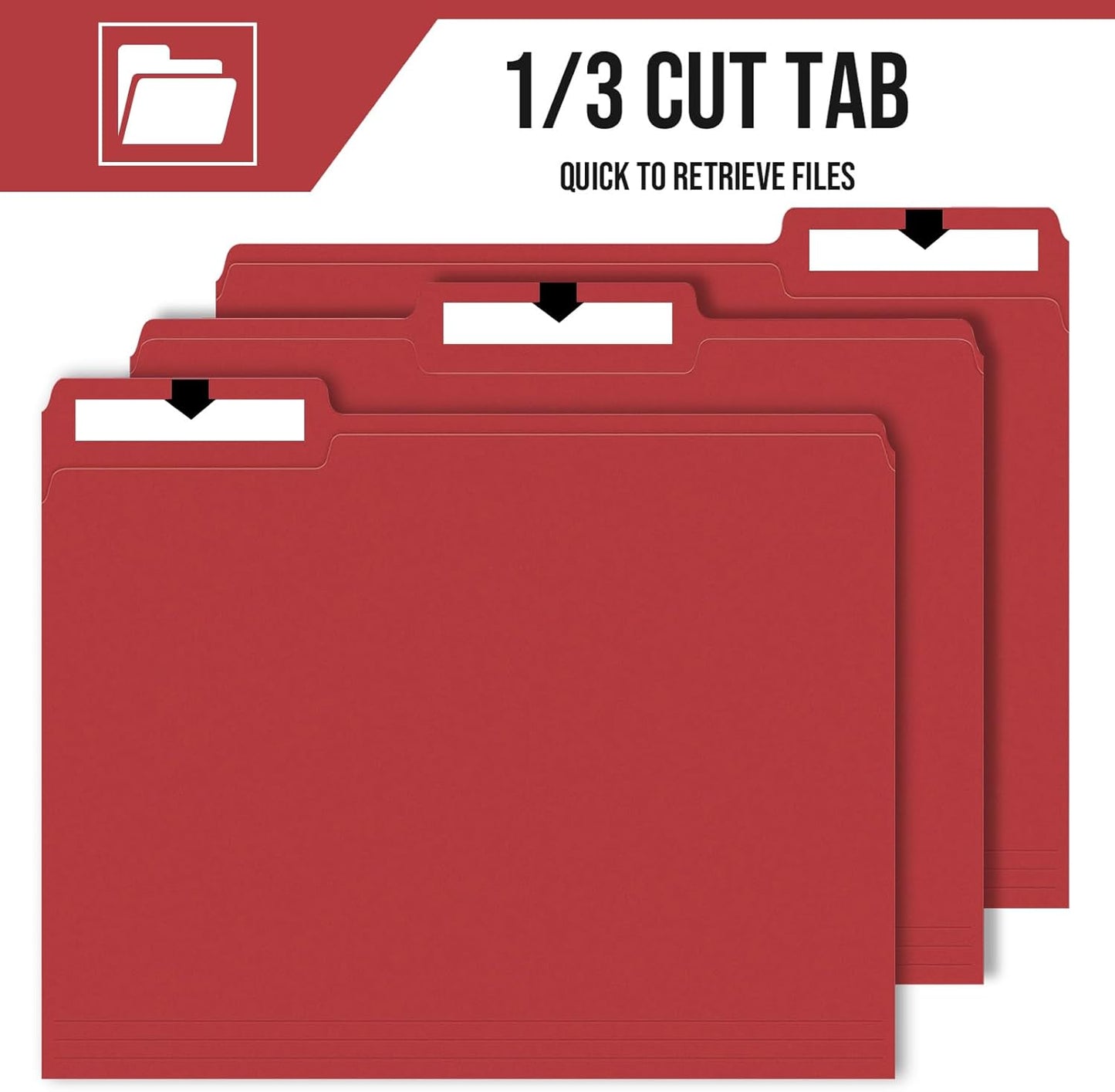 File Folders,IntoJoy 120 Pack Colored File Folder Letter Size, 1/3 Cut Tab Filing Folders for Office School Business File Document Organization,Red