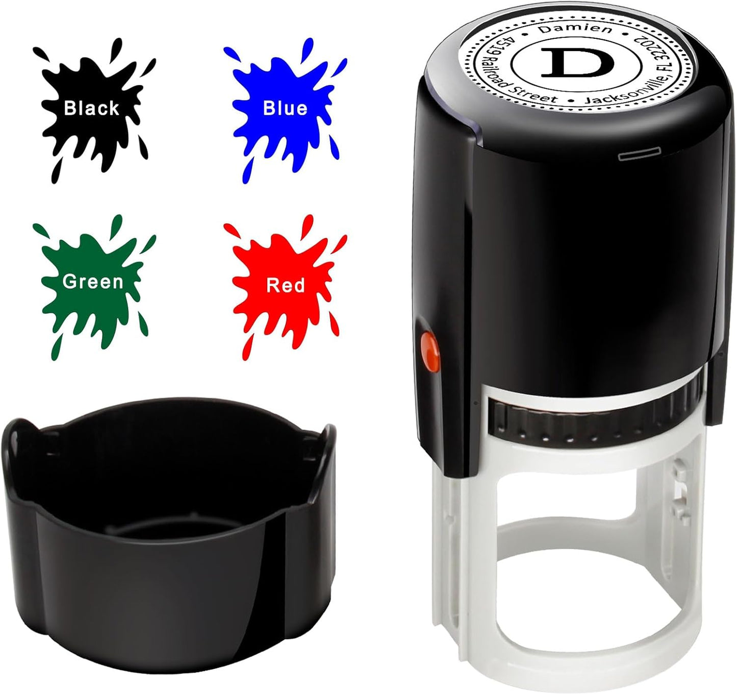 Custom Round Stamp Personalized Self-Inking Rubber Stamps Customized Business Label Stamp Return Address Rubber Office Name Text Logo 4 Ink Color