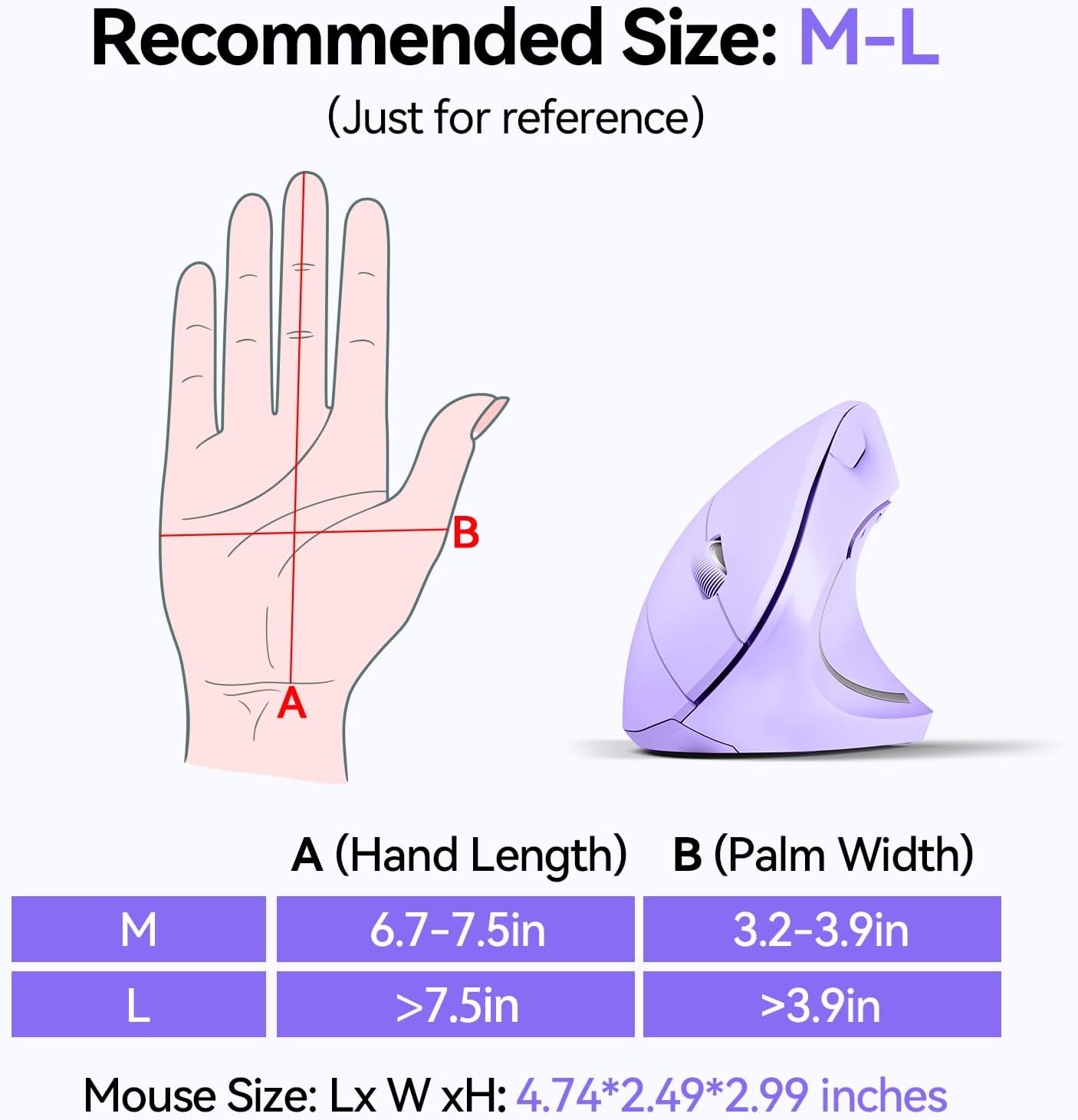 TECKNET Ergonomic Mouse, Wireless Bluetooth Vertical Mouse, 4800 DPI Optical Tracking, 6 Adjustable DPI, Quiet Clicks, 2.4GHz with USB A Receiver, 12 Months Battery, 6 Buttons, Wide Compatibility