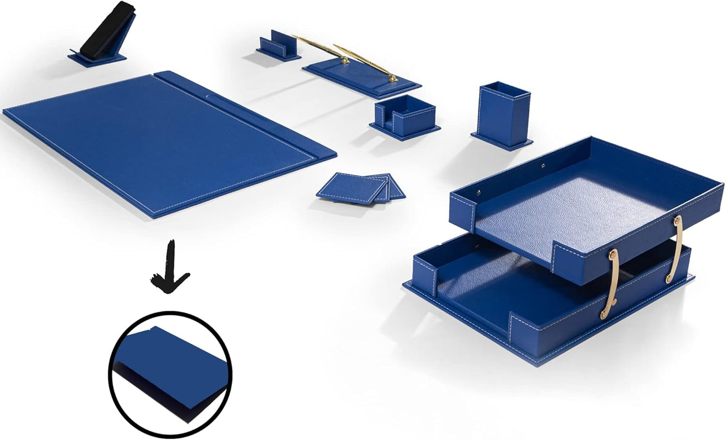 MOOGCO Bonded Set Luxury Leather Desk Pad & Desk Organization Essentials Desk Organizer Leather Desk Organizer