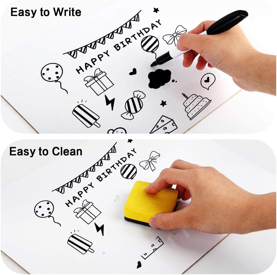 Dry Erase Lapboards, HERKKA 12 Pack Double Sided Dry Erase Lap Boards 9 x 12.5 Inch, 12 Markers, 12 Erasers, Small Dry Erase Boards for Classroom Supplies