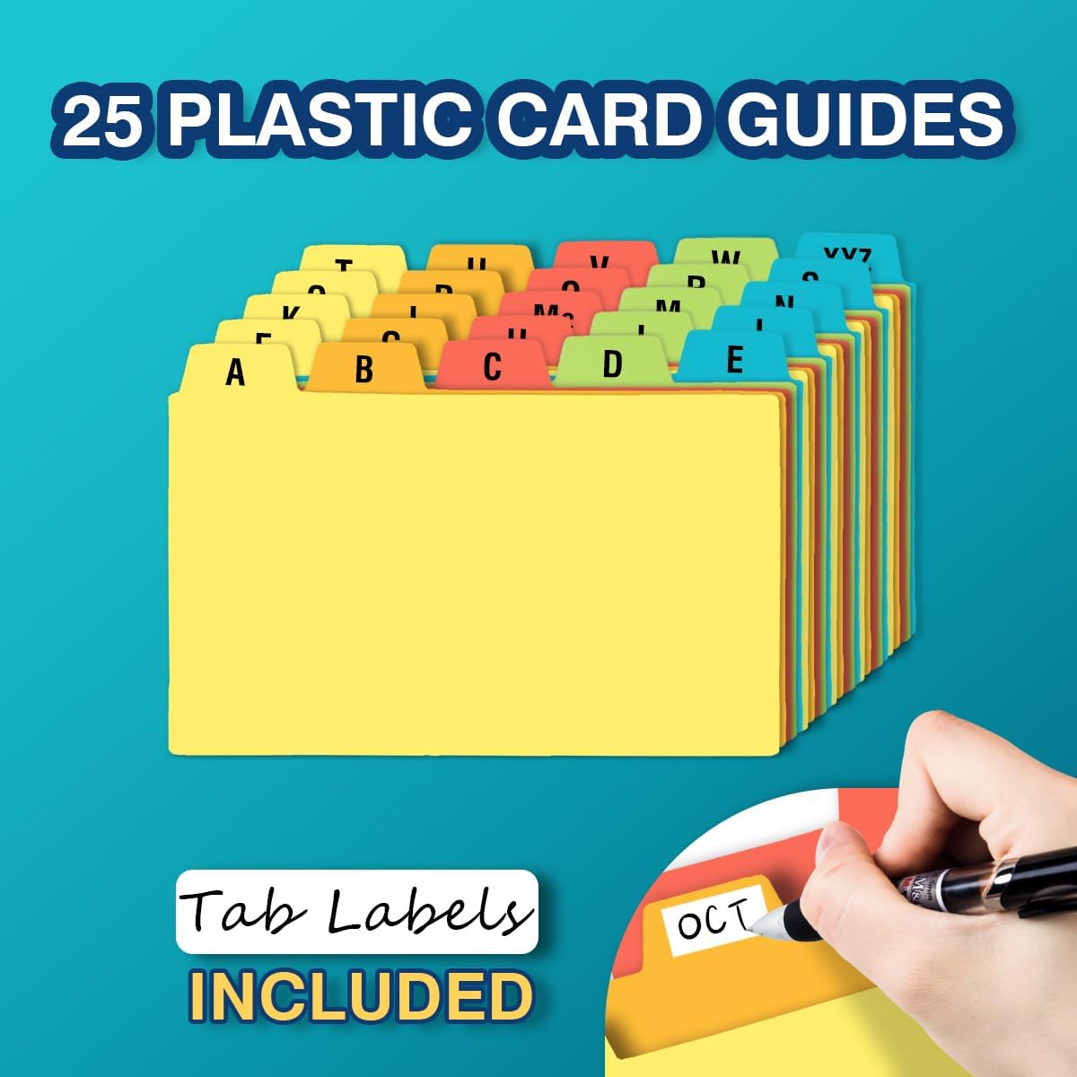 H4D 3x5 Index Card Holder with 100 Heavyweight Ruled Index Cards and 25 Plastic Dividers, Teal