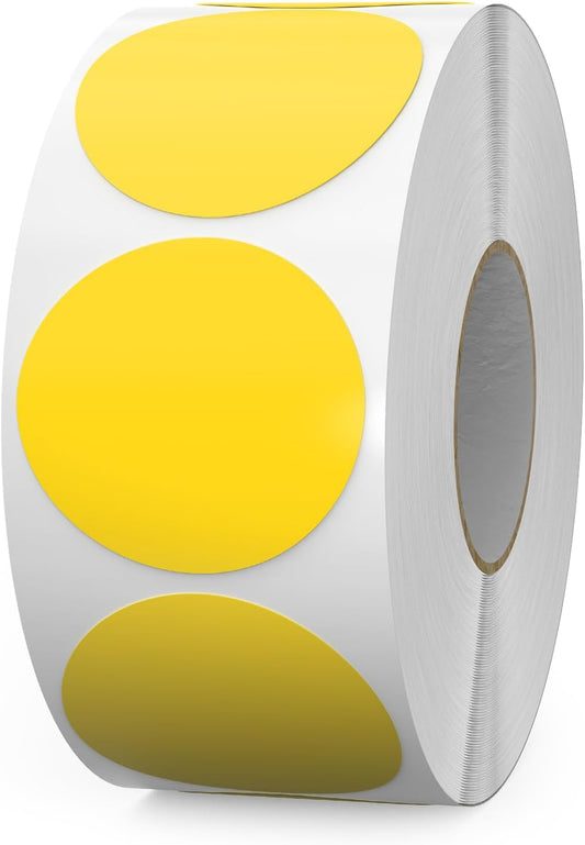 1000 PCS Yellow Dots Stickers 1.5 Inch Vinyl Color Coding Round Sticker Removable Writable Circle Labels Roll for Inventory Office Classroom