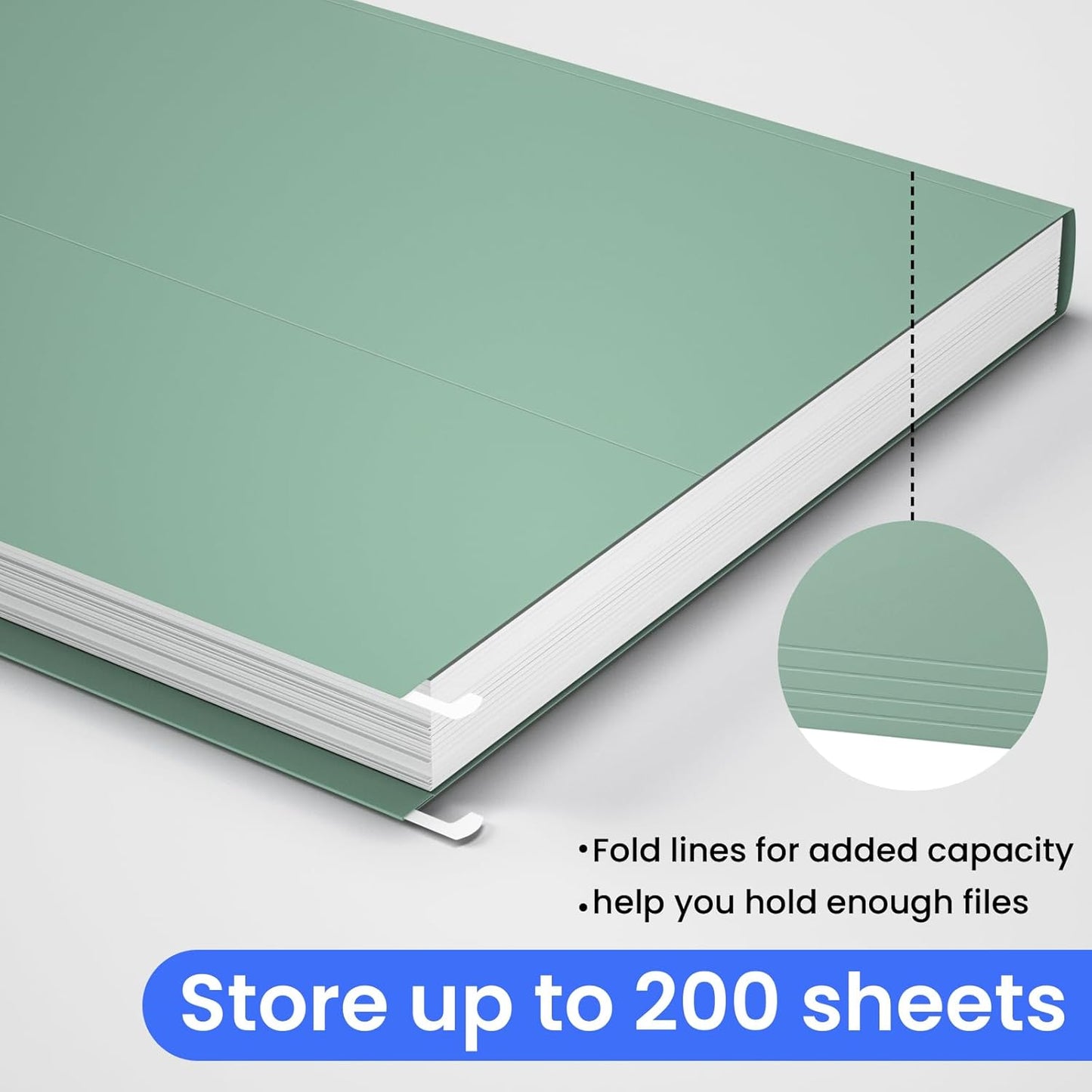 Hanging File Folders Letter Size, 50 Pack File Organizer Folders, 1/5-Cut Tabs with Hanging File Folder Frame, Heavy Duty No Extension, Stay Organized for Your Home and Office Bulk File.