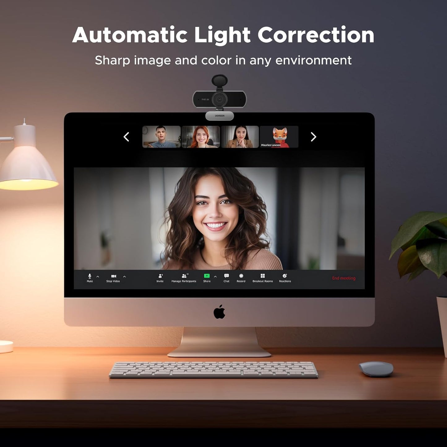 UGREEN 2K Webcam for PC Ultra HD 1080P Computer Webcam with Microphone, PC Camera with Privacy Cover, USB Web Camera for Streaming, Conference, Video Calling, Zoom, Skype, Teams, FaceTime, Silver Grey