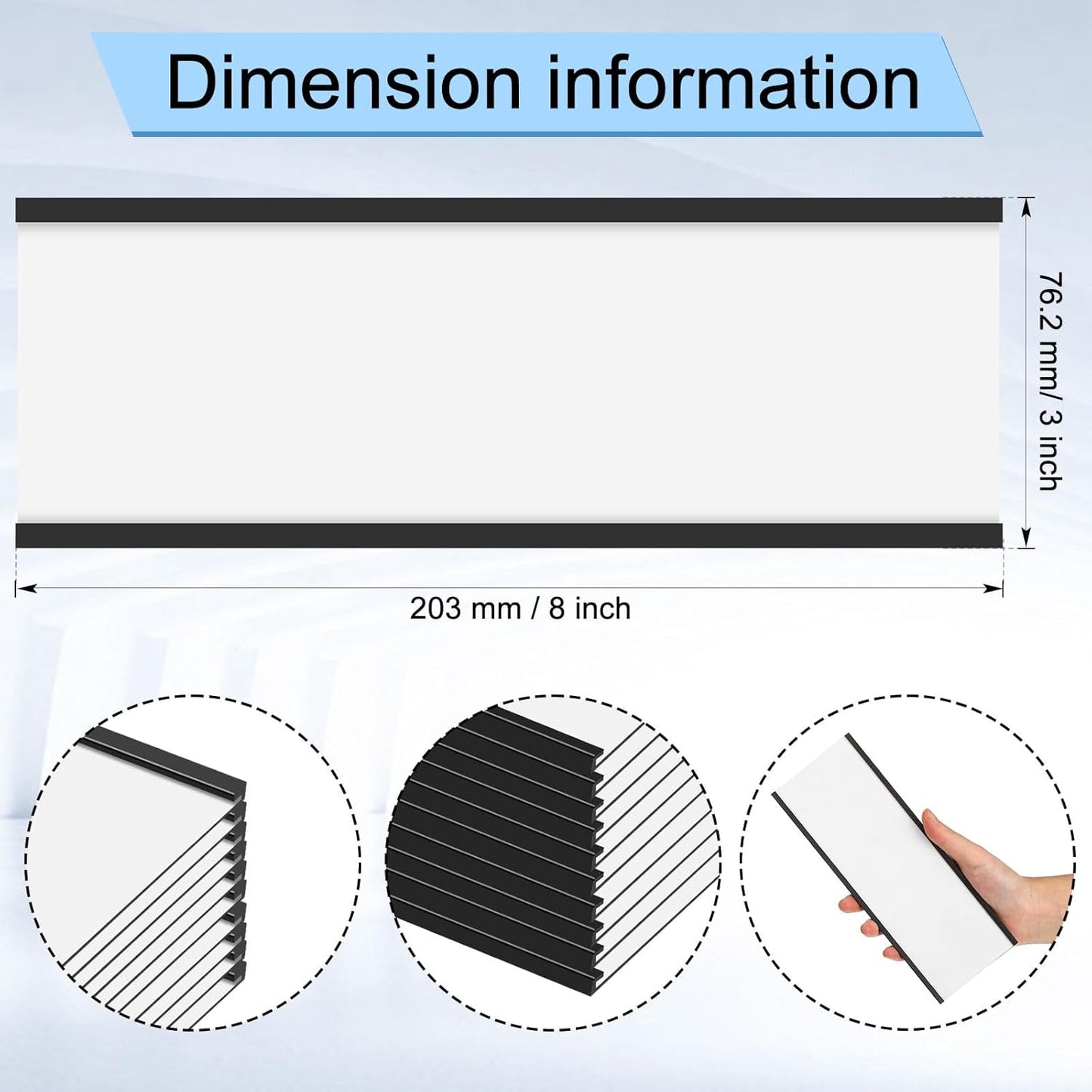 Gueevin 30 Pcs Magnetic C Channel Label Holders 3 x 8 Inch Label Holders Magnet Name Plate with Paper Inserts and Clear Plastic Protectors for File Cabinet Shelf Toolbox Drawer