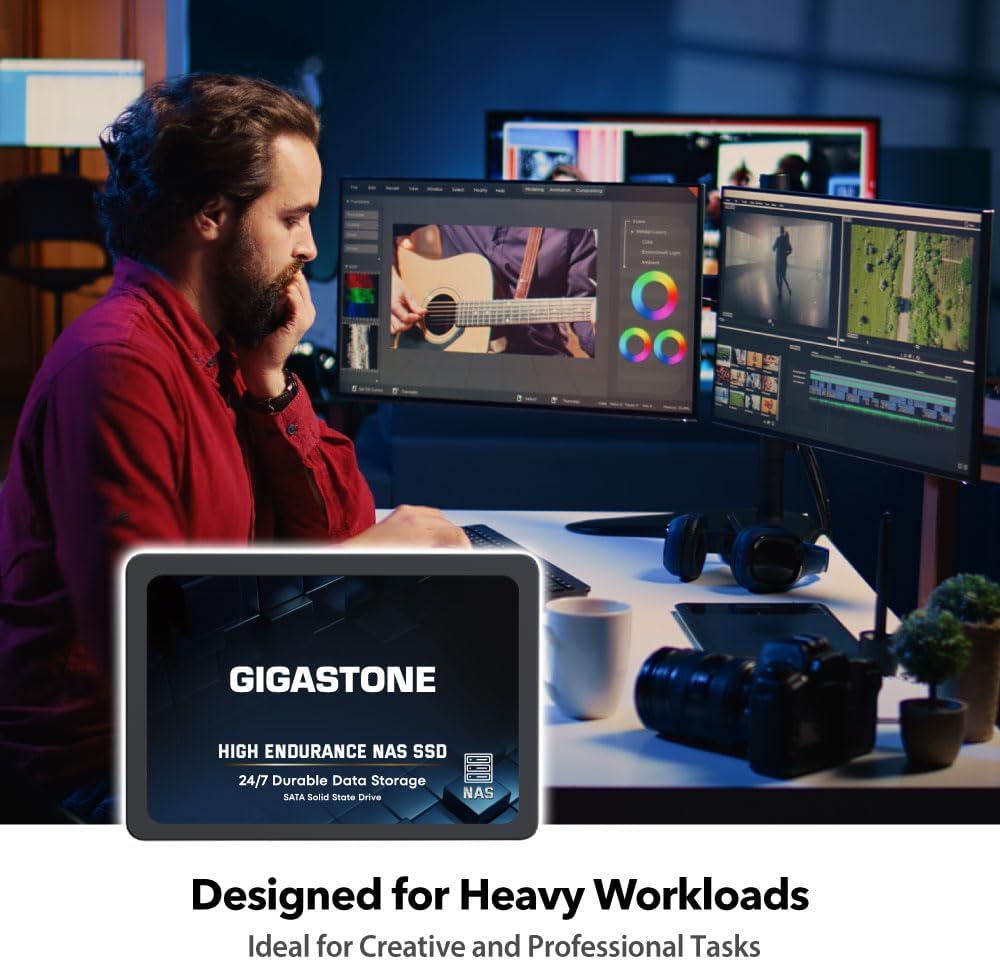 Gigastone 512GB NAS SSD Drive (2-Pack) 24/7 Durable TLC High Endurance RAID Data Storage Network Attached Storage 2.5" SATA Internal Solid State Hard Drives