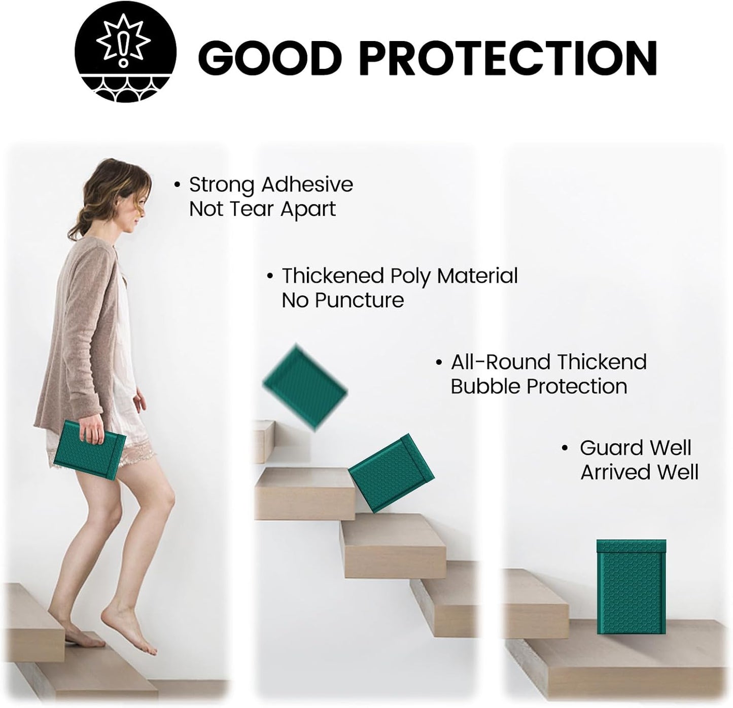 Fuxury Bubble Mailers 4x8" 200 Pack Self Seal Bubble Envelopes Padded Mailers Usable Size 4x7" Forest Green Padded Envelopes for Small Business Envelope Mailers