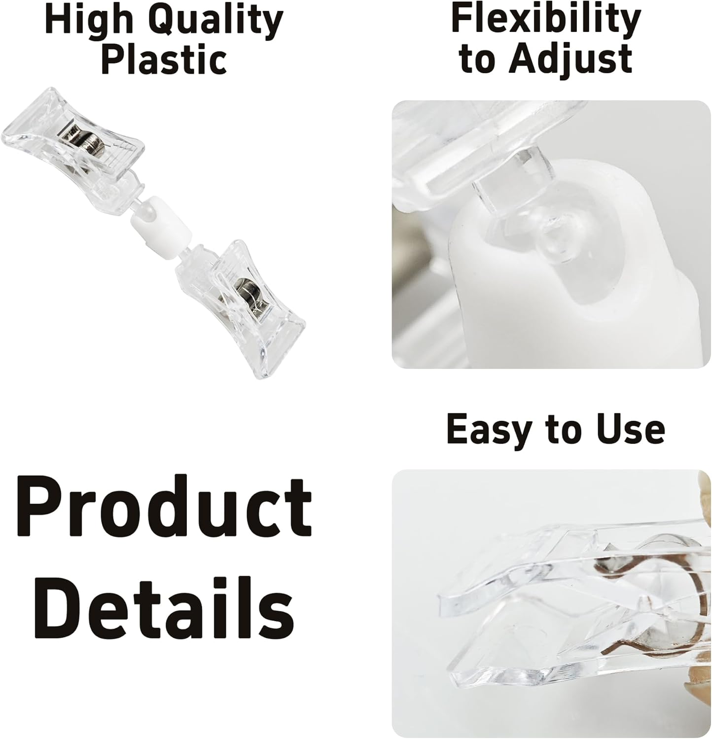 15PCS Double End Mini Sign Holder Clips, Rotatable Price Signs Display Clips, Plastic Retail Cards Clips for Merchandise/Retailers