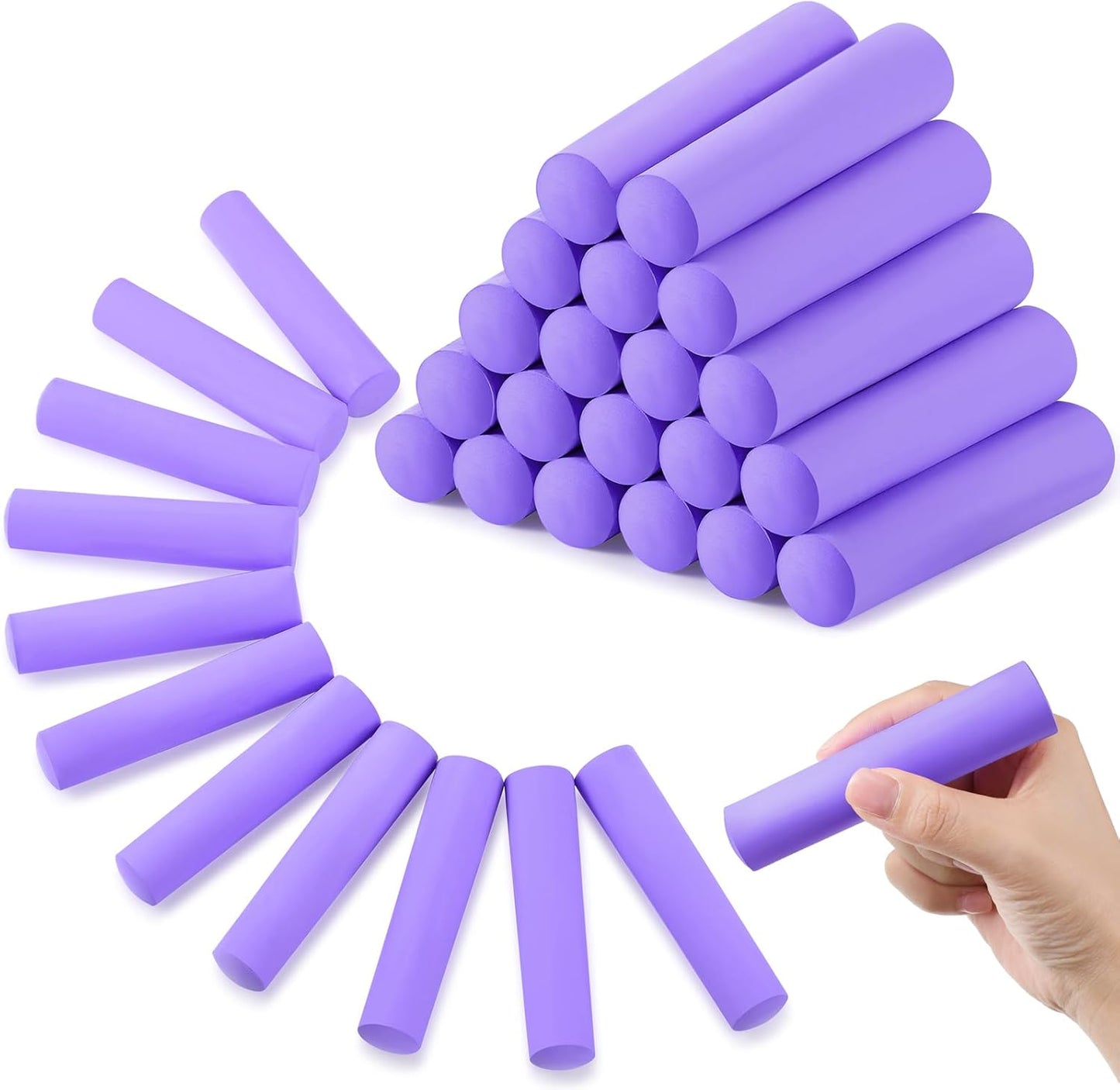 Fulmoon 40 Pcs Jumbo Sidewalk Chalk for Kids Outdoor Art Non Toxic Large Washable Street Chalk for Adults Drawing Painting Classroom(Purple,Round Style)