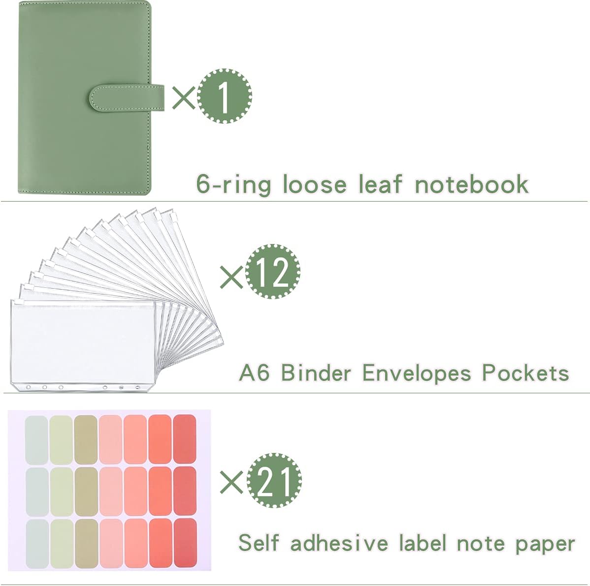 Money Saving Binder, Savings Challenges Book with for Cash Envelopes, 12pcs Zipper Envelopes A5 Budget Binder, Budget Planner for Managing Budgets and Saving Money -(Green-9.2IN)
