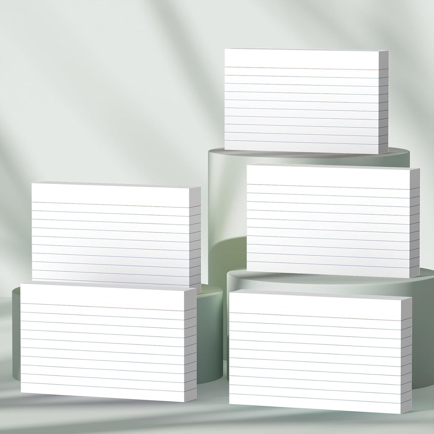 250 Count White Index Cards 3x5 Inch - 180gsm Heavyweight Flash Card (50 Sheets Each), Durable & Portable Note Taking for Students, Teachers, Study Flashcards for Office Home School Supplies