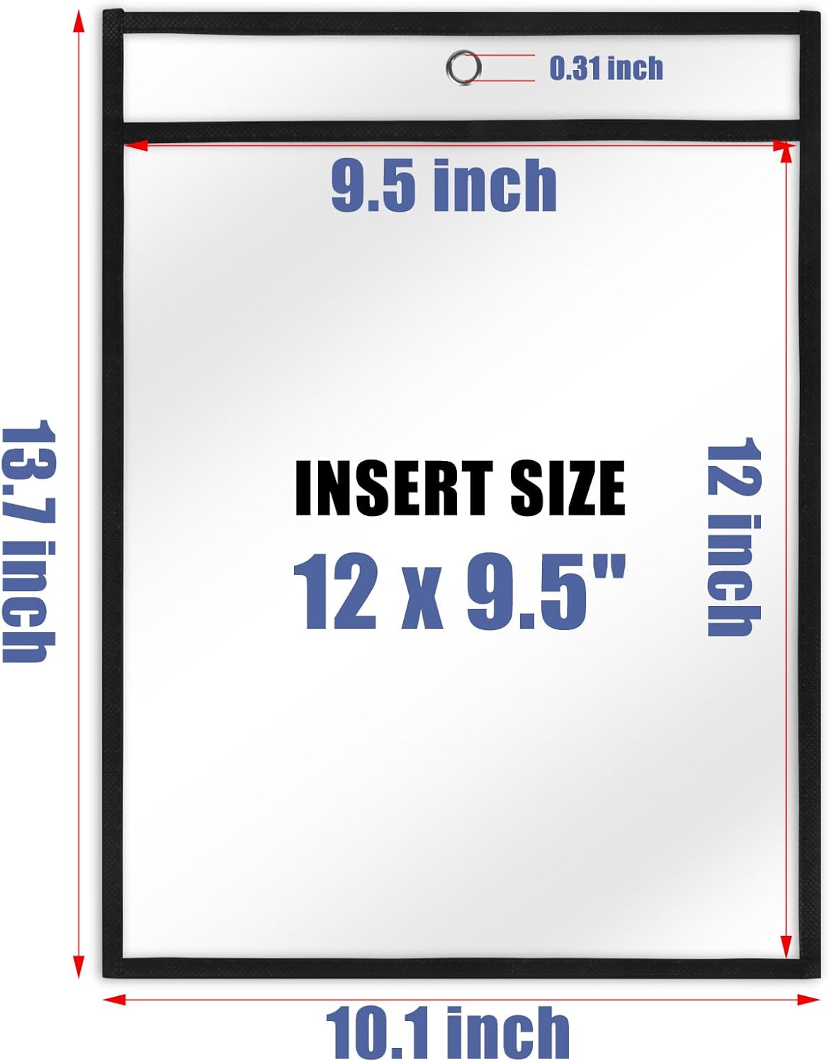 Heavy Duty Dry Erase Pockets 9x12, Job Ticket Holders 50 Pack Plastic Paper Sleeves Sheet Protectors 8.5 x 11 Clear Document Sleeves for Shop Office Classroom Home, Black