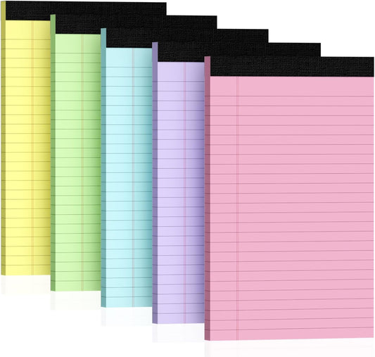 5pcs Small Note Pads, Color Notepads 5x8 College Ruled Notebook, Writing Pads 5 x 8, Legal Pads, Memo Pad Paper Perforate Narrow Ruled Notebooks for Work, School, Office Supplies,30 Sheets/Pack
