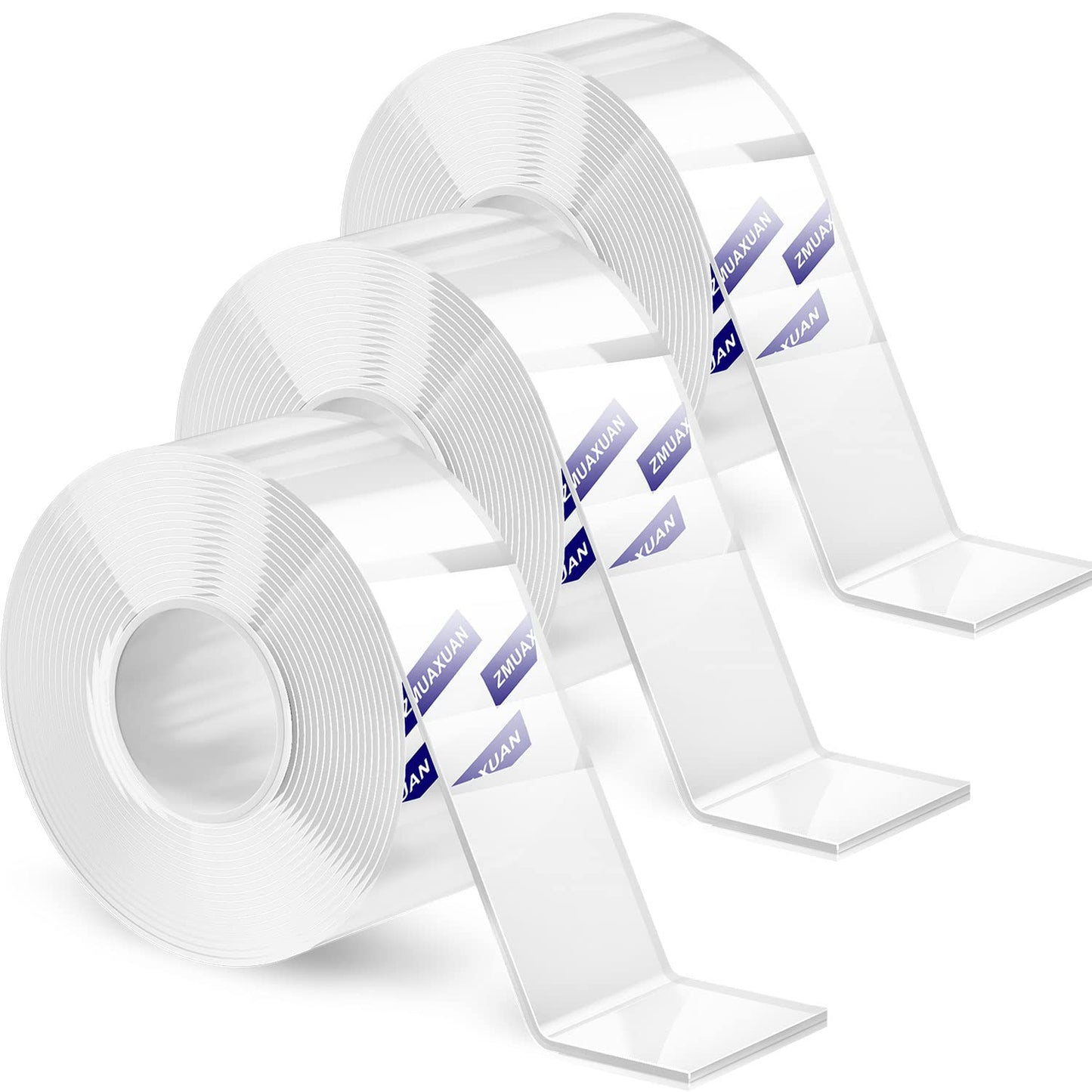 Clear Double Sided Adhesive Mounting Tape Heavy Duty Removable,Strong Picture Hanging Strips Wall Hangers,Sticky Tack Gel Putty Glue for Poster,Photo,Mirror,Carpet(9.85 Ft-3 Pack)