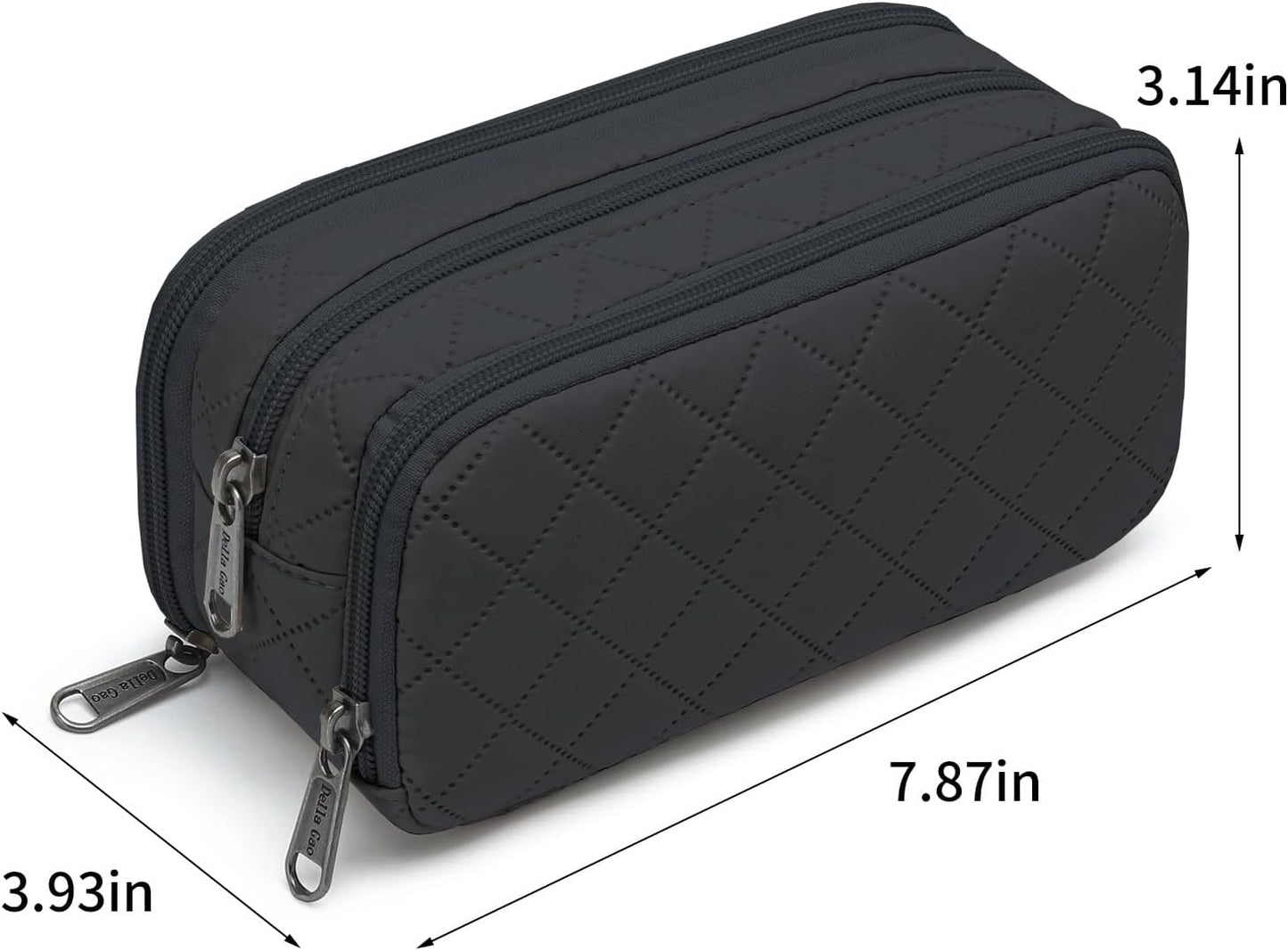 Della Gao Small Pencil Case Large Capacity Pencil Pouch Marker Pen Bag Coin Pouch Office Stationery Organizer (Black-3BKRH)