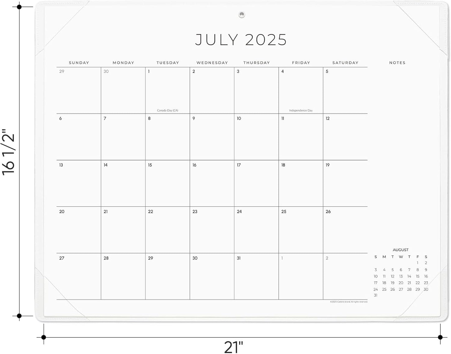Cabbrix Simplified Desk Calendar 2025-2026 with Desktop Mat, Desk Pad Calendar Large 21" x 16-1/2" Covering July 2025 to June 2026, Monthly Desktop Calendar for Home School and Office (Beige)