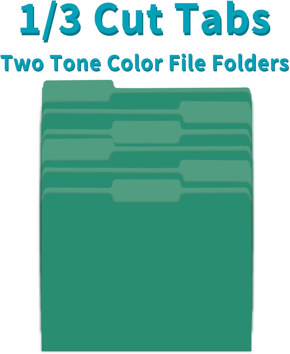100 Packs Colored File Folders,Green File Folders,Two Tone Color File Folder 8.5 x 11 Inch,1/3 Cut Tabs Letter Size,Manila File Folders for Office,School and Home,Organization