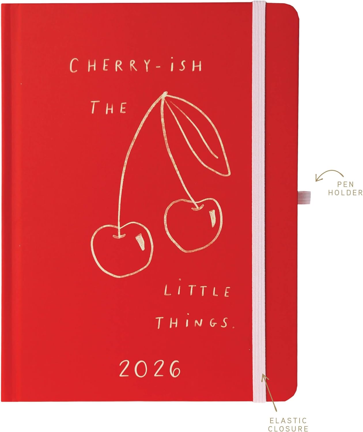 July 2025 – Dec. 2026 Planner by Graphique, Weekly and Monthly Planner, 18 Months Calendar, Hardcover, Cherries, 6” x 8”