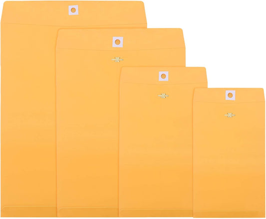 Frienda 4 Sizes Clasp Envelopes Kraft Paper Catalog Clasp Envelope with Closure for Filing, Storing or Mailing Documents, 50 Pieces(5 x7 In, 6 x 9 In, 9 x 12 In, 10 x 13 In,Yellow)