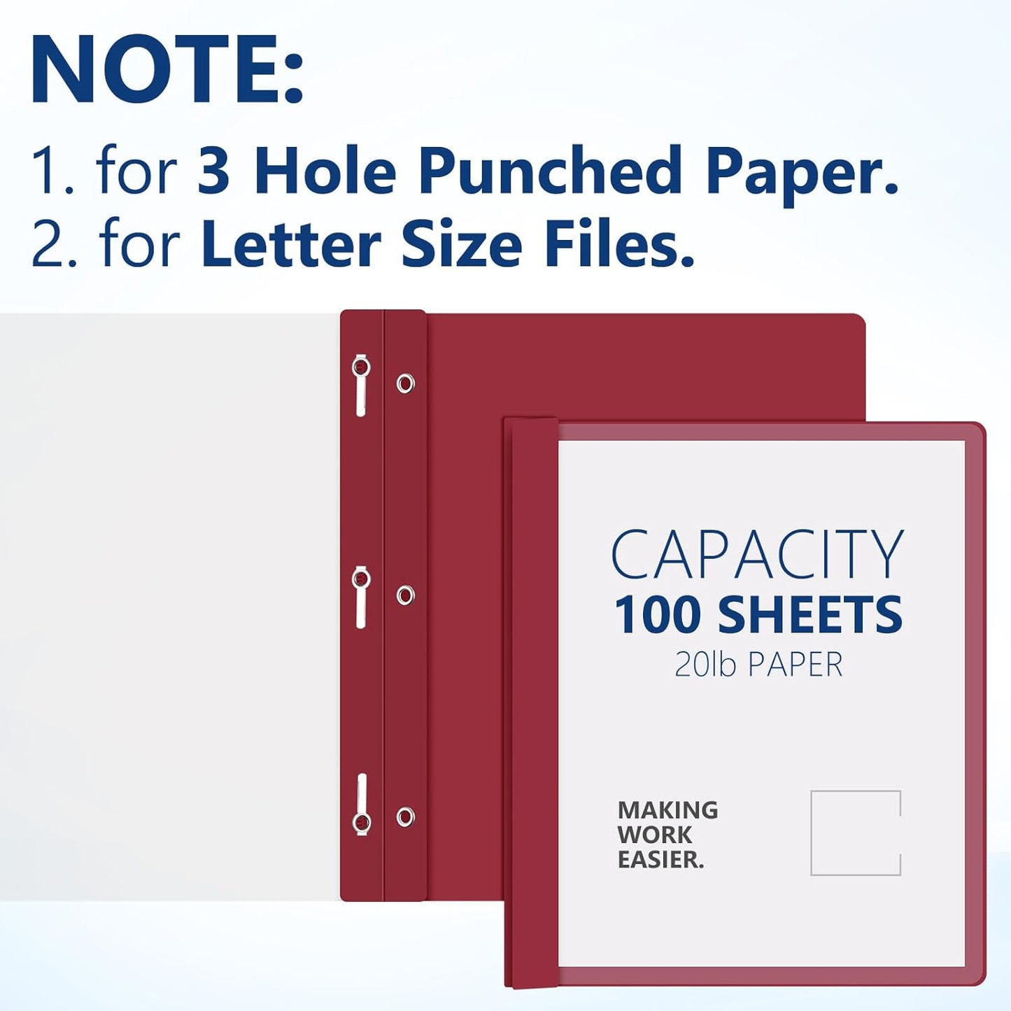 48 Pack Plastic Report Covers with 3 Prongs Presentation Folders Bulk, 100 Sheet Capacity, Clear Front Report Covers for Presentation Document Paper School Office Supplies (Dark Colors)