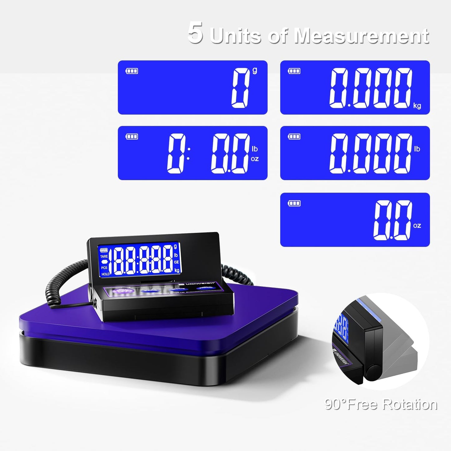 Digital Shipping Scale 110lbs/0.1oz Accurate,Postal Scale with 5 Units/LCD/Tare/Hold Function,Auto-Off,Postage Scale for Packages Small Business/Mail Scale,Includes Battery & USB-A