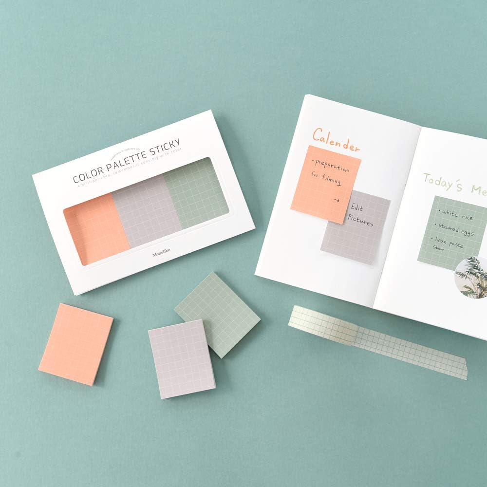 Monolike Color Palette Sticky Grid 300 A Set 4p - Self-Adhesive Memo Pad 30 Sheets