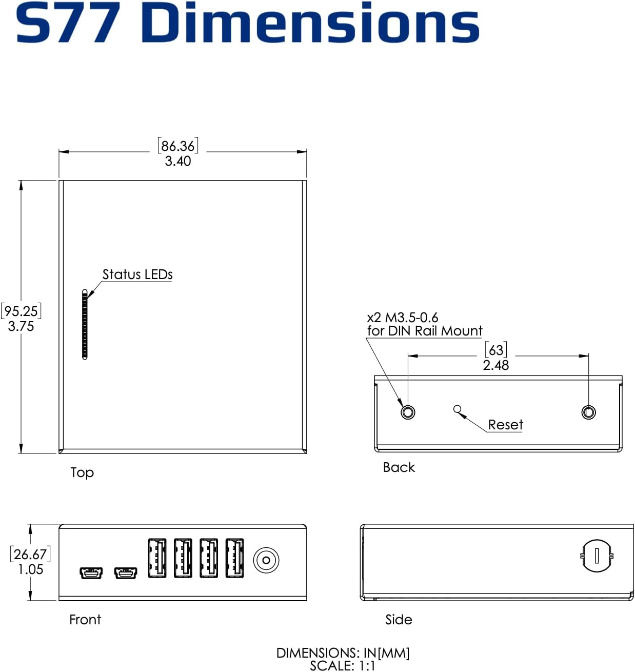 Managed USB Switch/Hub 2 Computers - 4 Port, Fast Charge (2.5A), Industrial Grade, Programmable Compatible with Mac/Windows/Linux USB 2.0