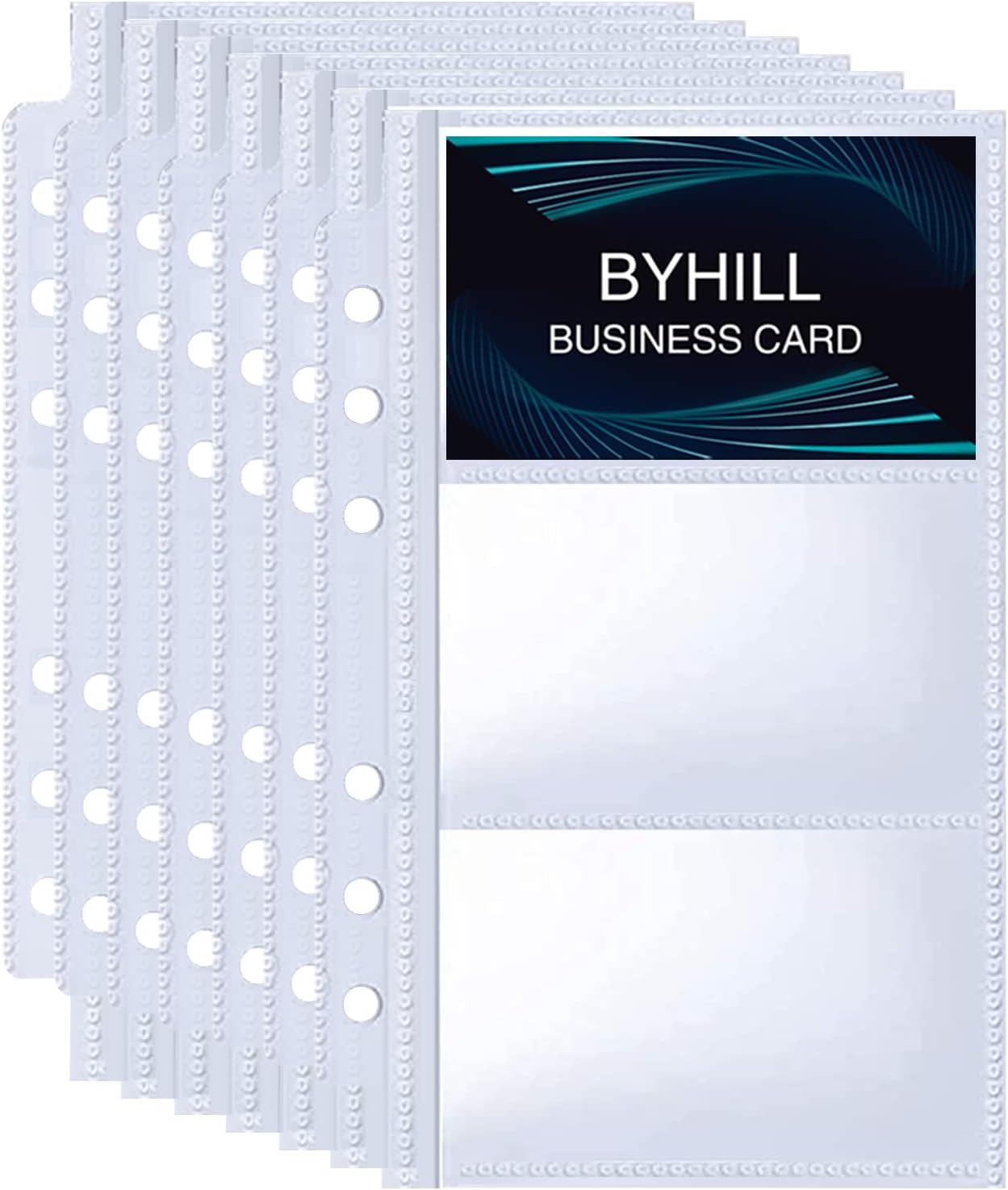 40 Pack 240 Pockets A6 Binder Business Card Sleeves, Ultra-Clear K-pop Photocard Sleeves, Double Sided 3 Pocket 6 Ring Planner Refill Pages for Business Card, Credit Card and K-pop Photocard