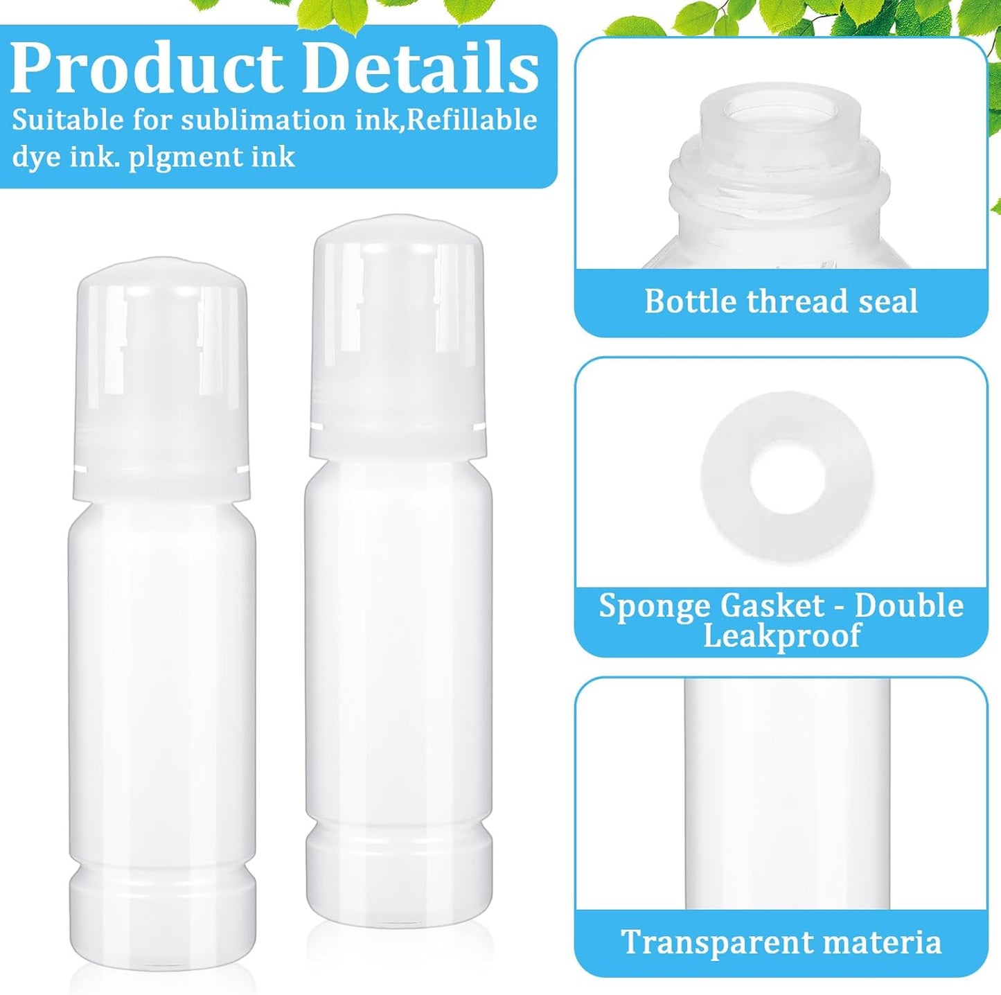 12 Pieces 70ml Empty 502 Ink Refill Bottles Universal Empty Ink Bottles