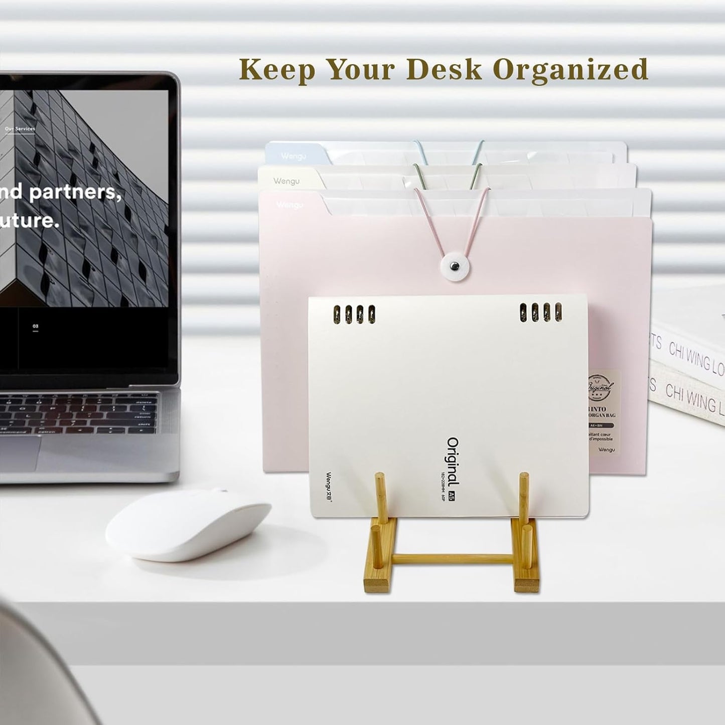 2 Pack Mail Organizer for Desk, Wood Mail Holder Countertop with 5-Slot, Small Letter Sorter File Holder,Office Desktop Envelope Organizer and Book Display Rack