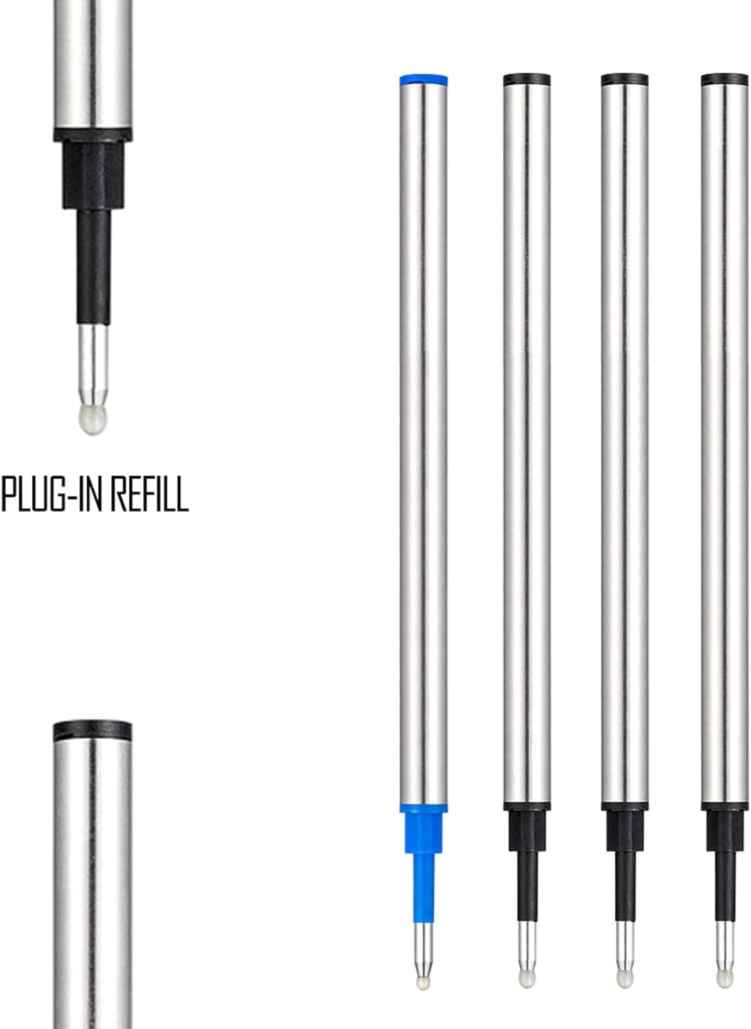 DunBong Rollerball Pen Refills, Roller Ball Fine Point 0.5mm, Red Ink Refill Pack of 5 - Replaceable Ballpoint Pen Refills Medium Point (Red)