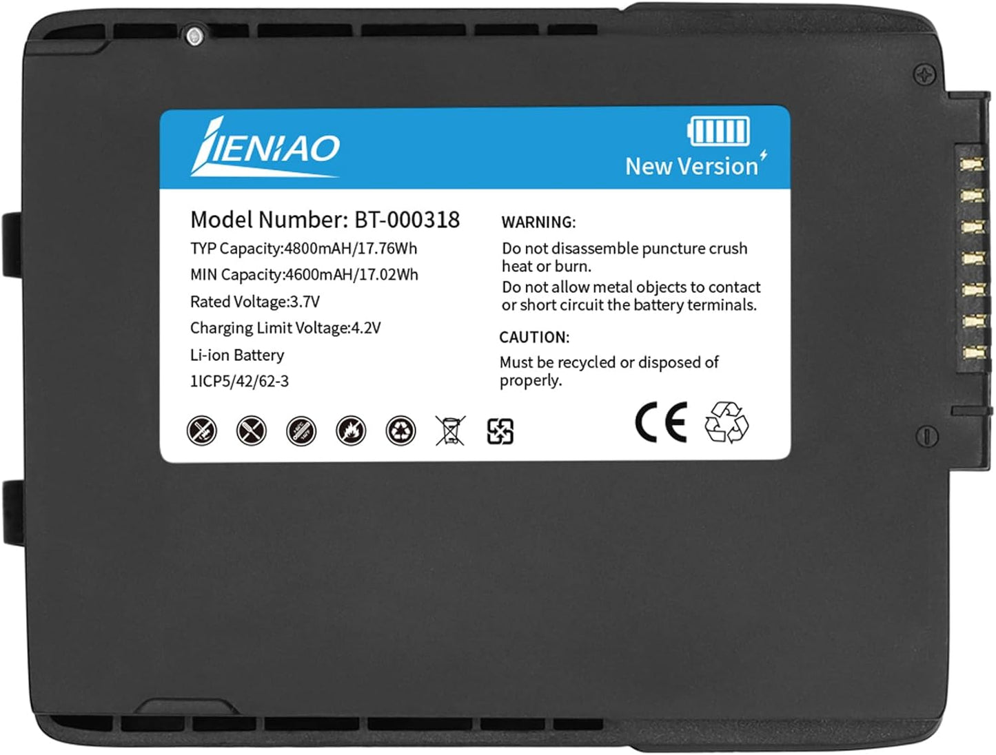 2 Pack for Zebra Scanner Battery TC77 BT-000318 [New Version 4800mAh] for Zebra TC77 Battery TC70 TC70x TC72 TC75 TC75x TC700H TC700K TC77HL TC720L Barcode Scanner BT-000318-01 (2)