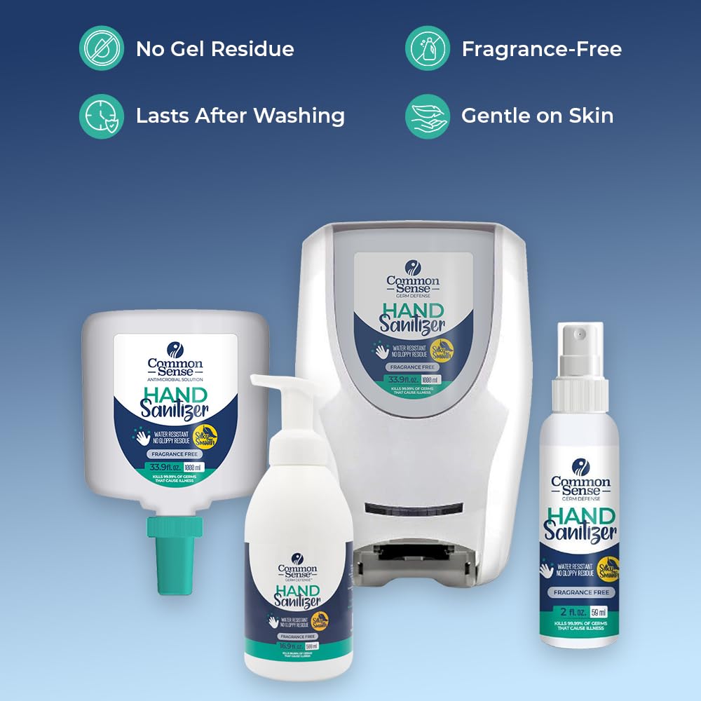 Common Sense Hand Sanitizer: Long Lasting Natural and Moisturizing, Quick Drying Foaming Formula, Mini Pump Bottle 16.9 Fl oz for Home & Office Use