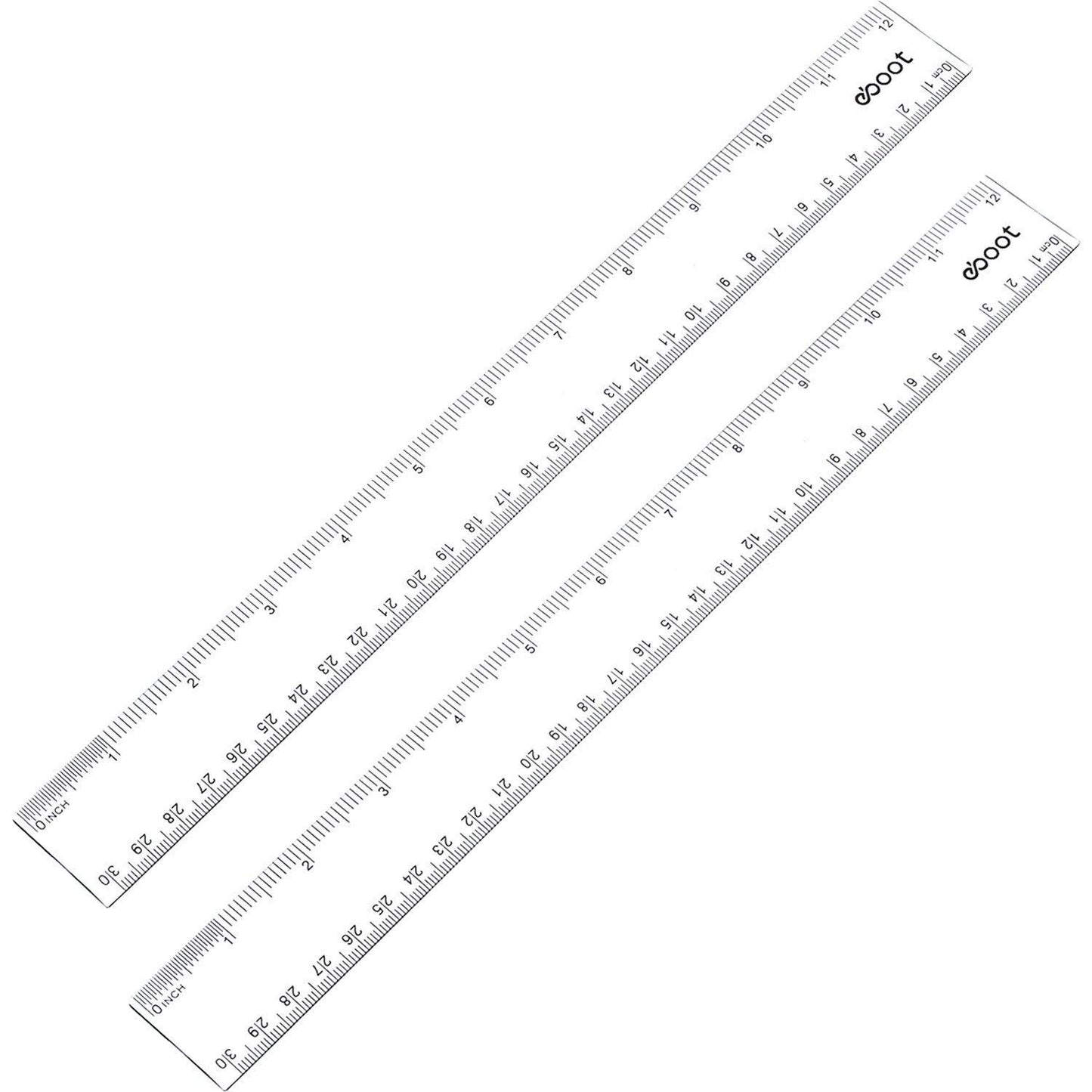 Eboot 2 Pack Clear Plastic Ruler 12 Inches Straight Ruler Plastic Measuring Tool for Student School Office