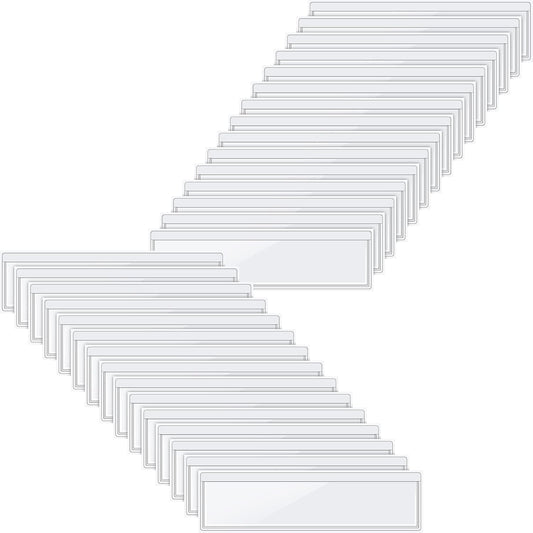 Chinco 30 Pack Self-adhesive Index Card Pockets with Top Open for Loading - Ideal Index Card Holder for Organizing and Protecting - Crystal Clear Plastic(1.2 x 4.4 Inches)