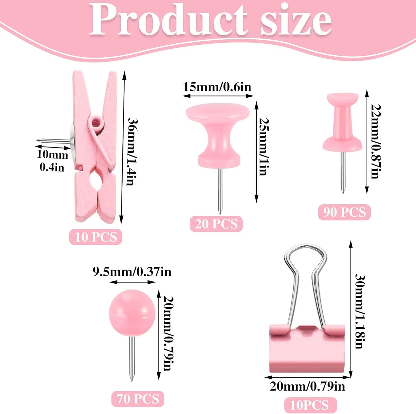 200 Pieces Pink Push Pins Thumb Tacks Cute Decorative Push Pins for Cork Board Bulletin Boards Wall Maps Pictures Office Supplies