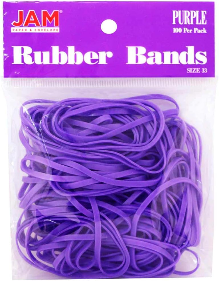 JAM PAPER Colorful Rubber Bands - Size 33 - Purple Rubberbands - 100/Pack