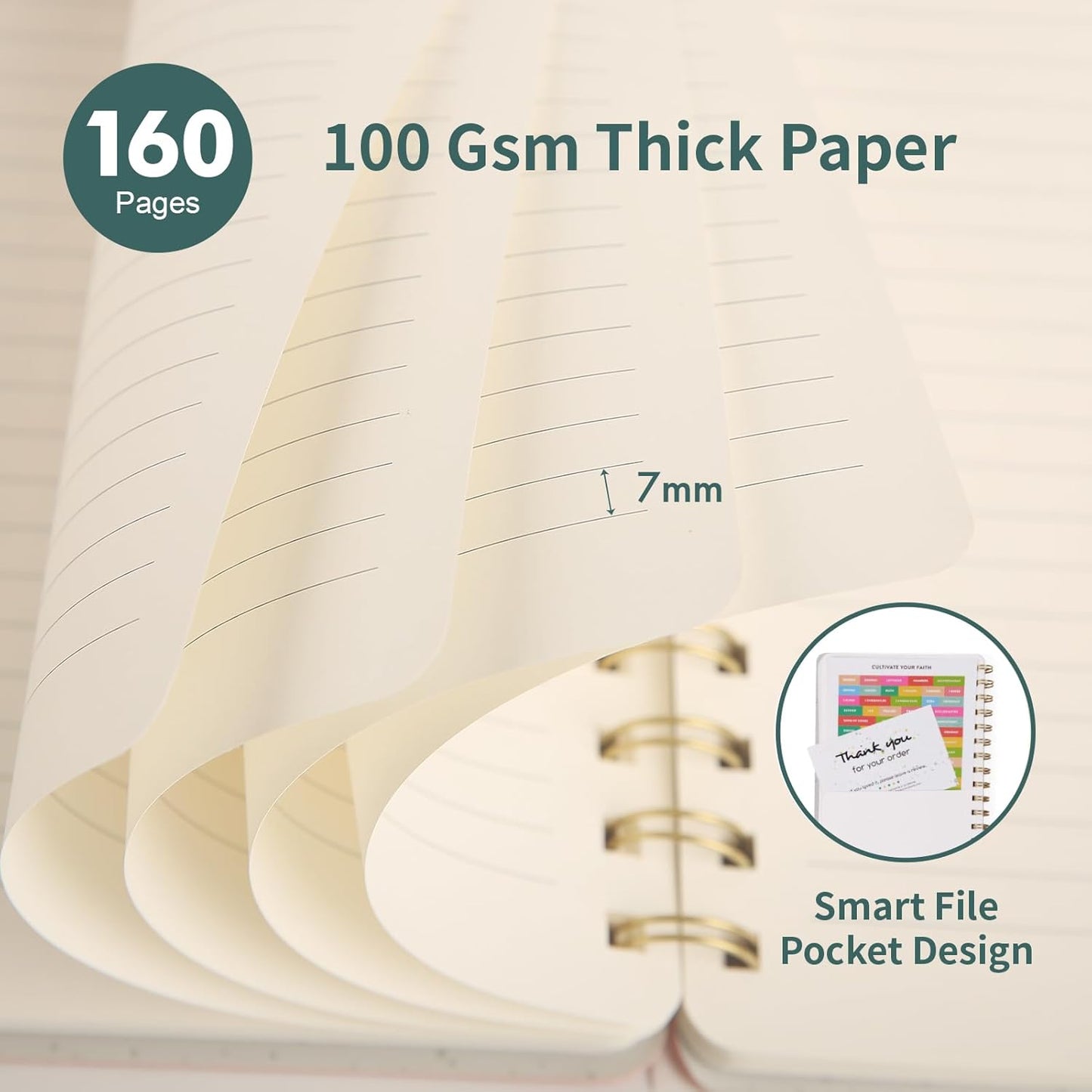 Lined Spiral Notebook College Ruled A5 Journal Book for Note Taking, 160 Pages Writing Journal for Office and Home School Supplies 5.75x8.125 inch (0Green)