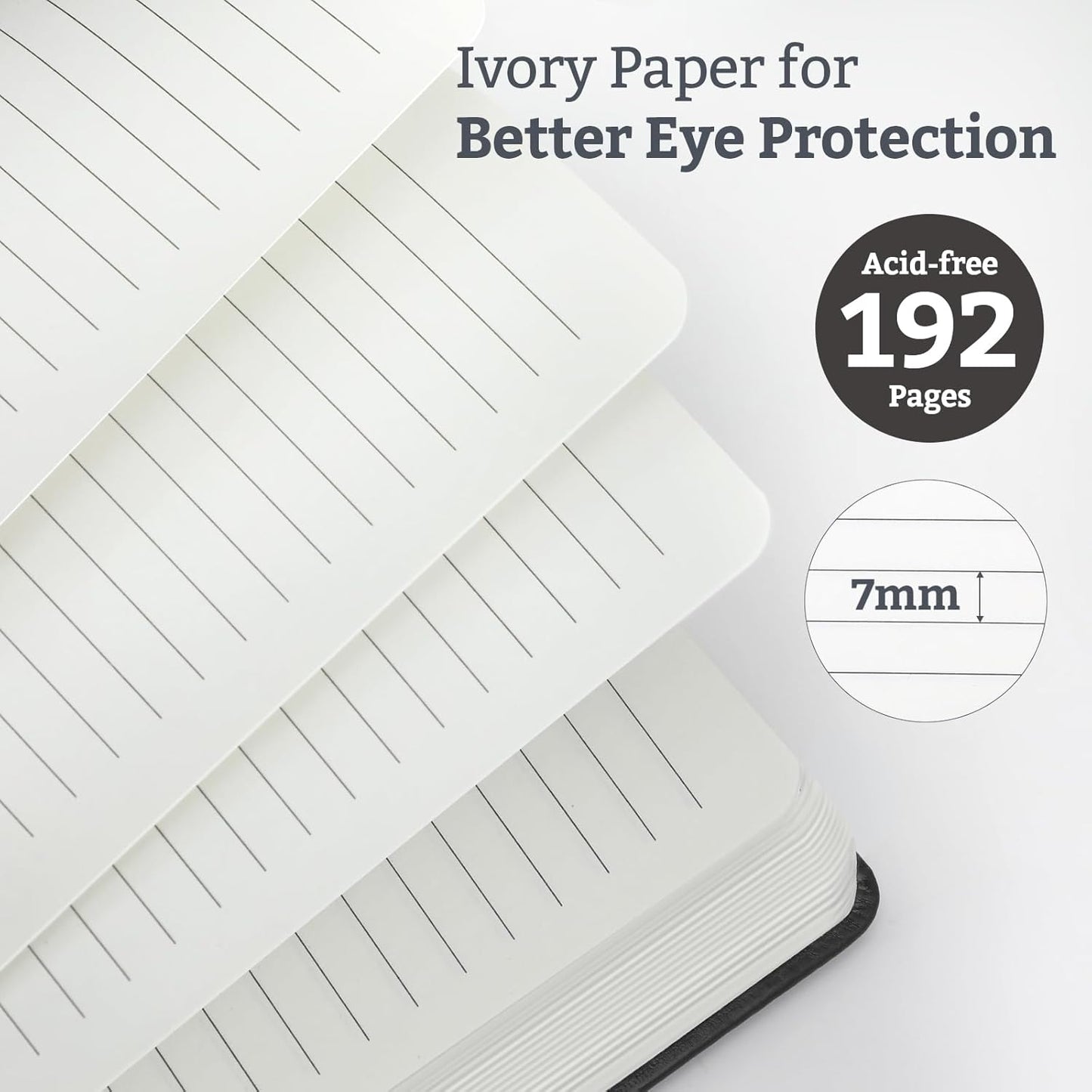 2Pack Lined Hardcover Journal Notebook, A5 192 Pages 100Gsm Thick Paper College Ruled for School,Note Taking,Work,Diary，5.7"*8.3",Black