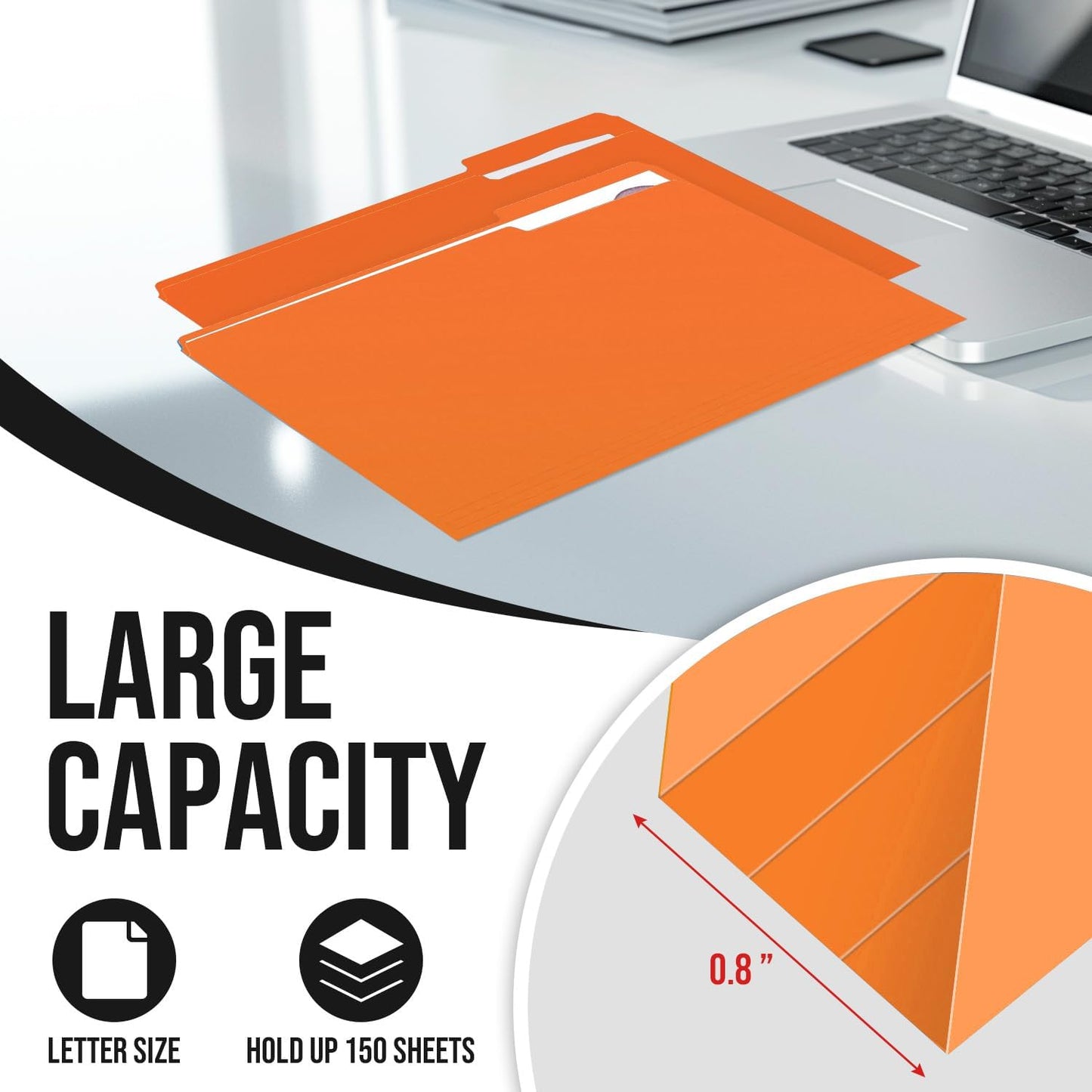 File Folders,IntoJoy 120 Pack Colored File Folder Letter Size, 1/3 Cut Tab Filing Folders for Office School Business File Document Organization,Orange