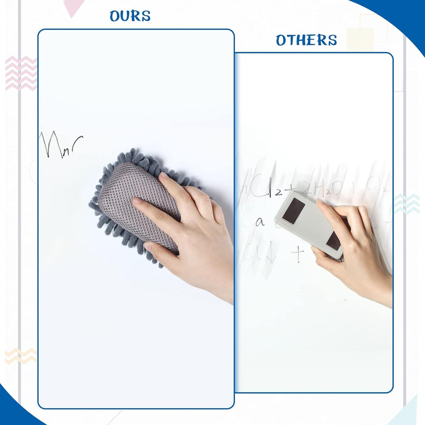 Epakh 12 Pieces Magnetic Microfiber Dry Eraser Microfiber Whiteboard Washable Shag Erase Board for Markers Chalk Home Classroom and Office(Grey)