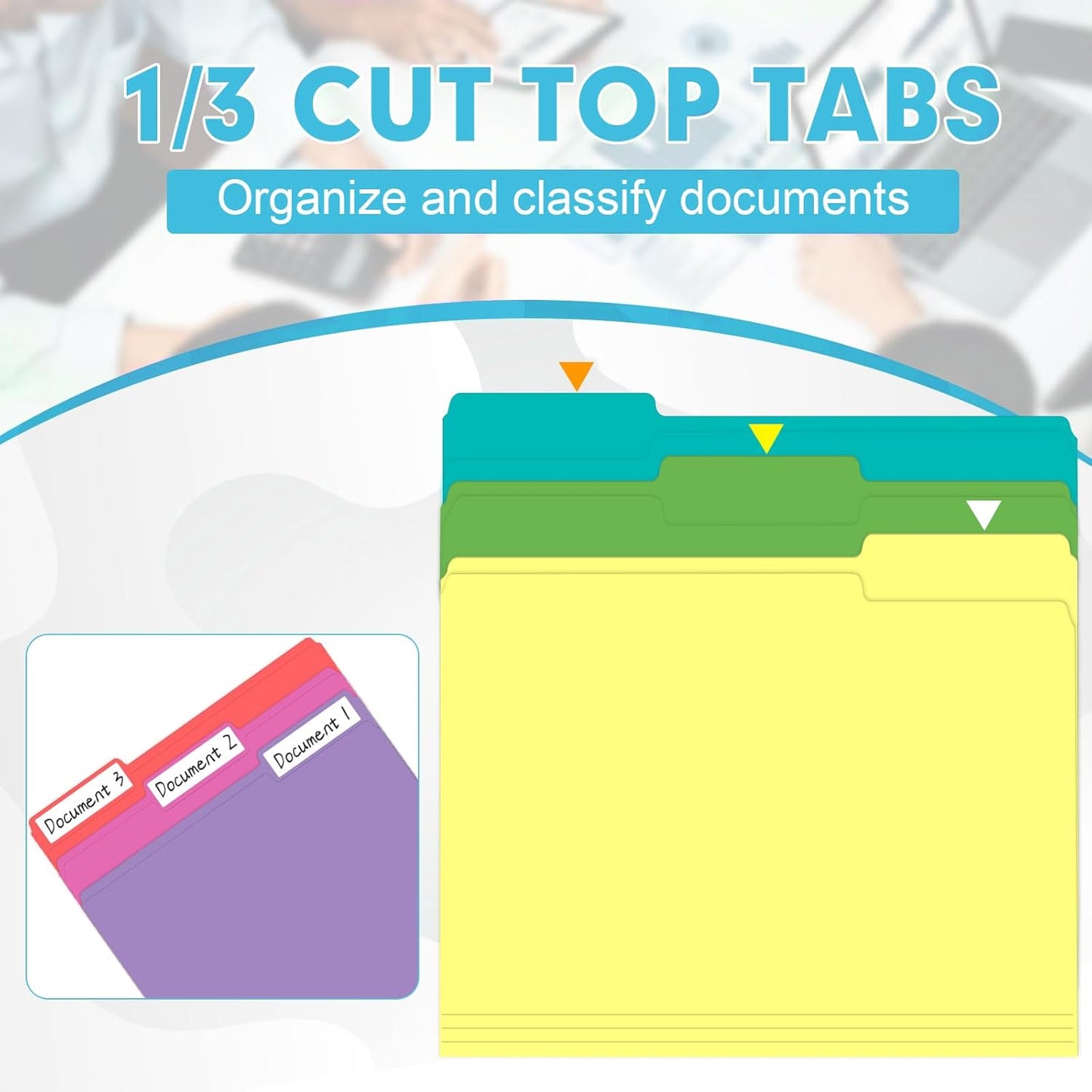 File Folder, HERKKA 120 Pack 1/3 Cut Tab File Folders, Colored File Folders Great for Organizing and Filing, Letter Size, Assorted 10 Colors